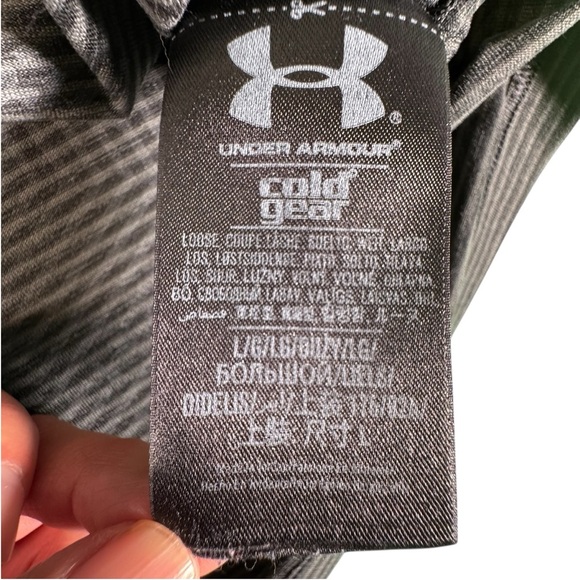 Under Armour ColdGear 1/4 Zip Pullover Men’s Large Gray Striped Long Sleeve - Picture 4 of 10